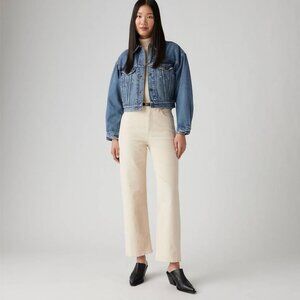 NEW Levi's Premium Big E Not For Resale Ribcage Straight Corduroy Jeans Ivory